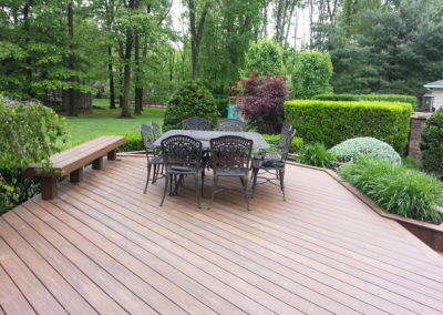 Deck, bench and planters, all composite